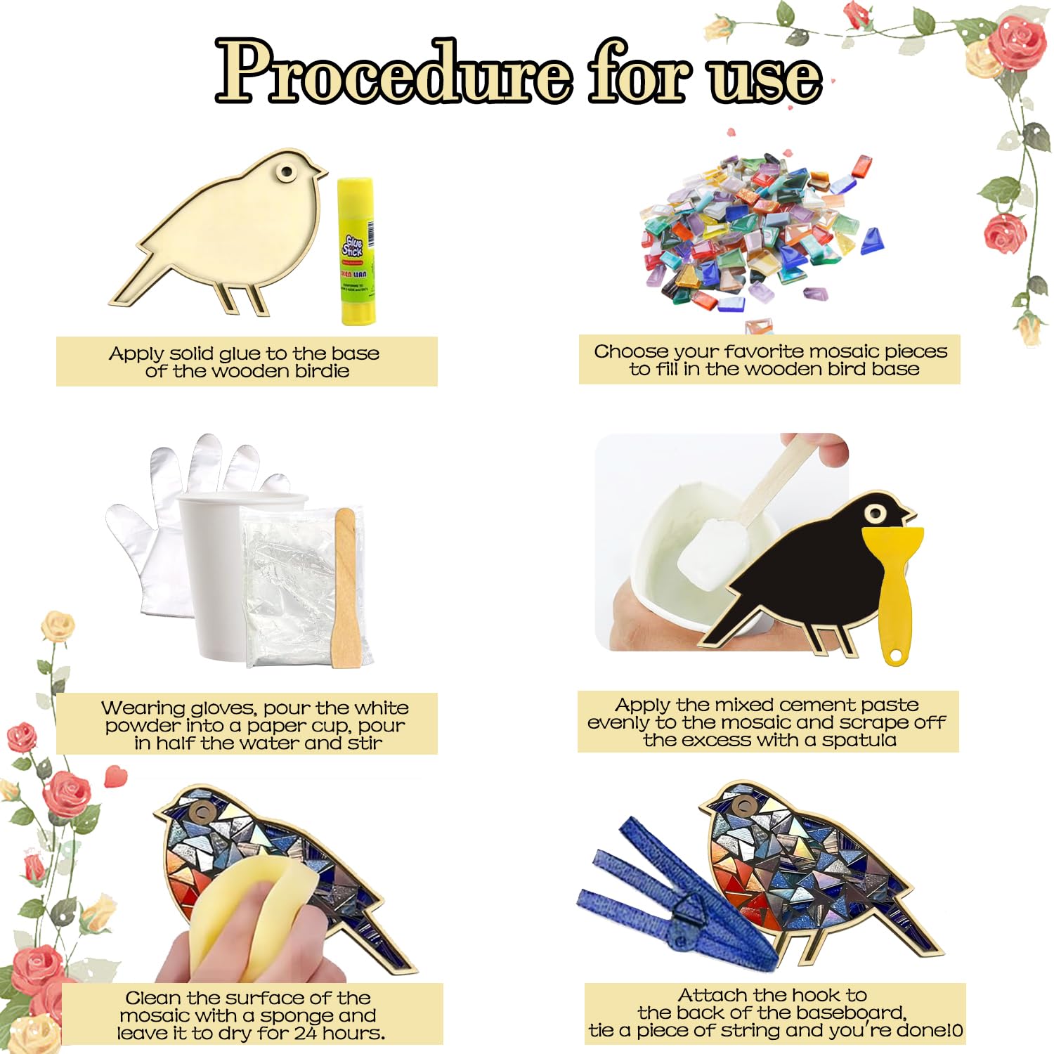 Amazon.co.jp: ZTIKSNYU DIY ガラス モザイクタイル 鳥 アートクラフト